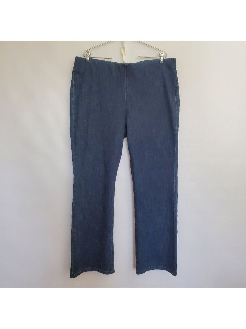 SOFT SURROUNDINGS JEANS WOMENS SZ 1X BOOT-CUT PULL-ON DARK BLUE ELASTIC WAIST